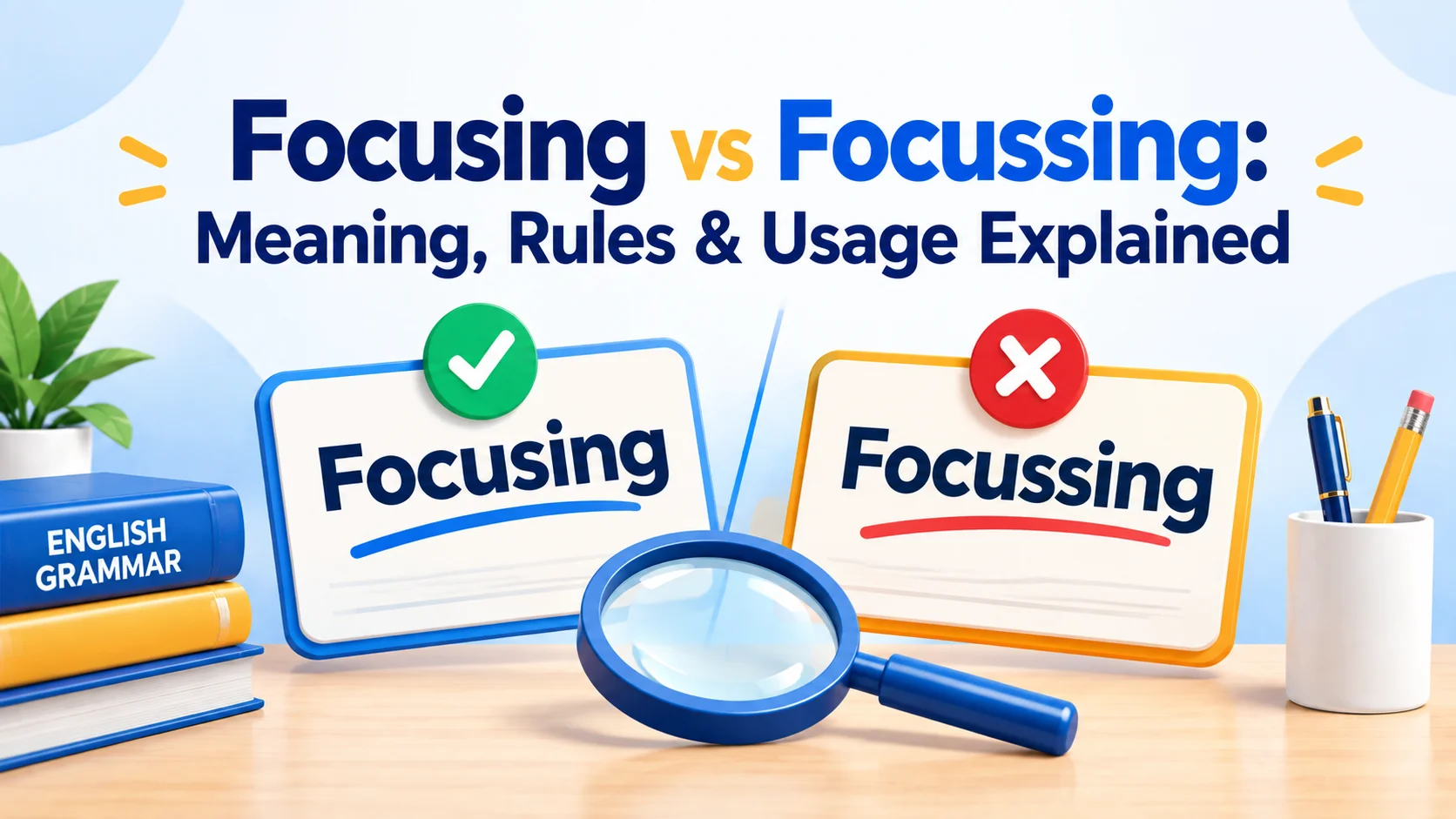 Focusing vs Focussing: Meaning, Rules & Usage Explained